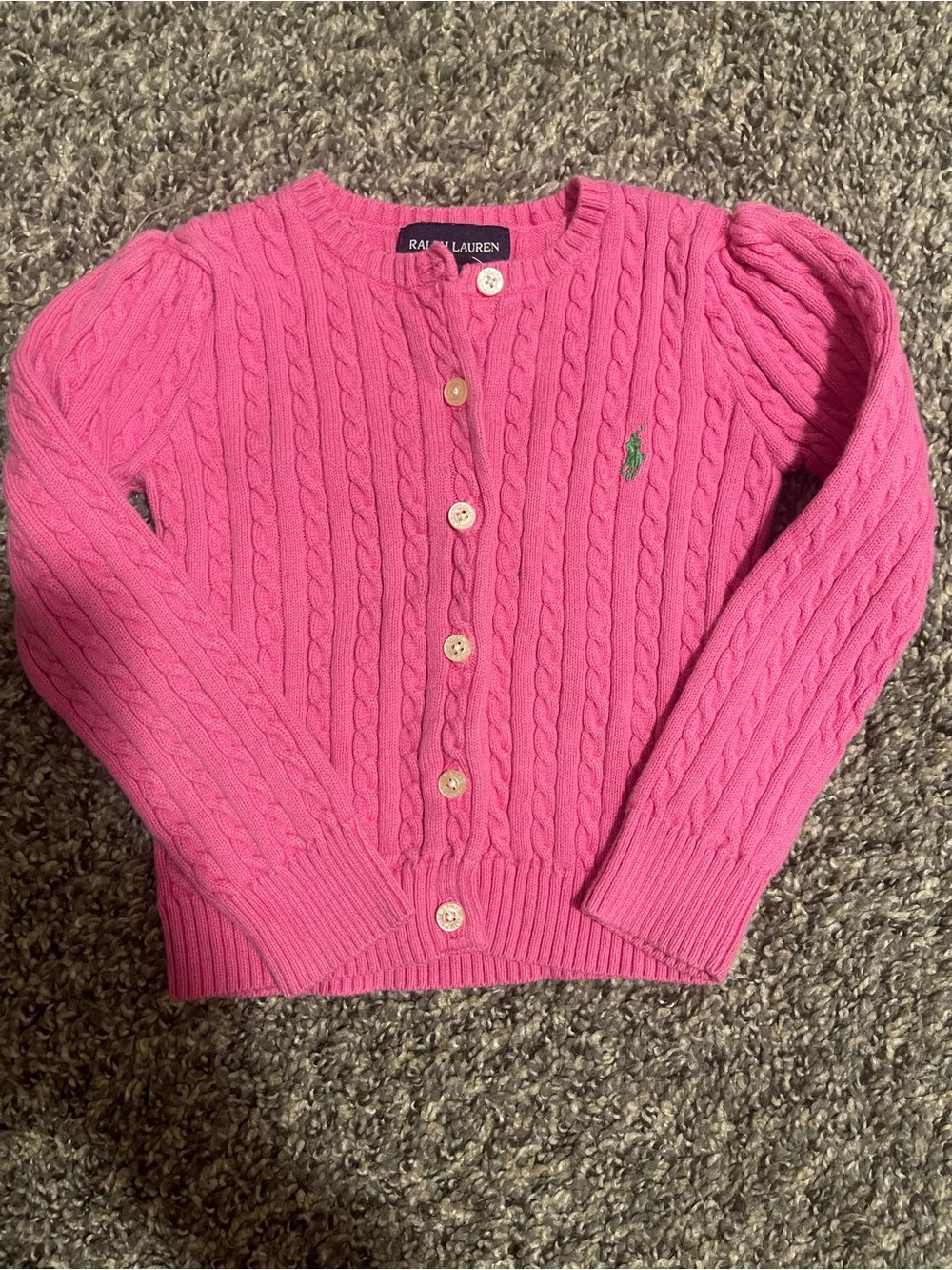 Ralph Lauren Hot Pink Cable Knit Button-Up Cardigan